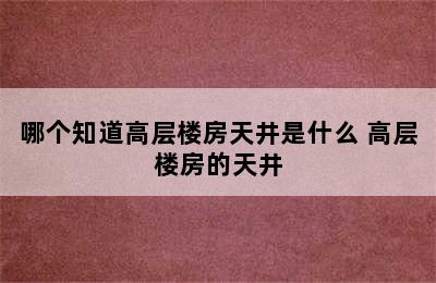 哪个知道高层楼房天井是什么 高层楼房的天井